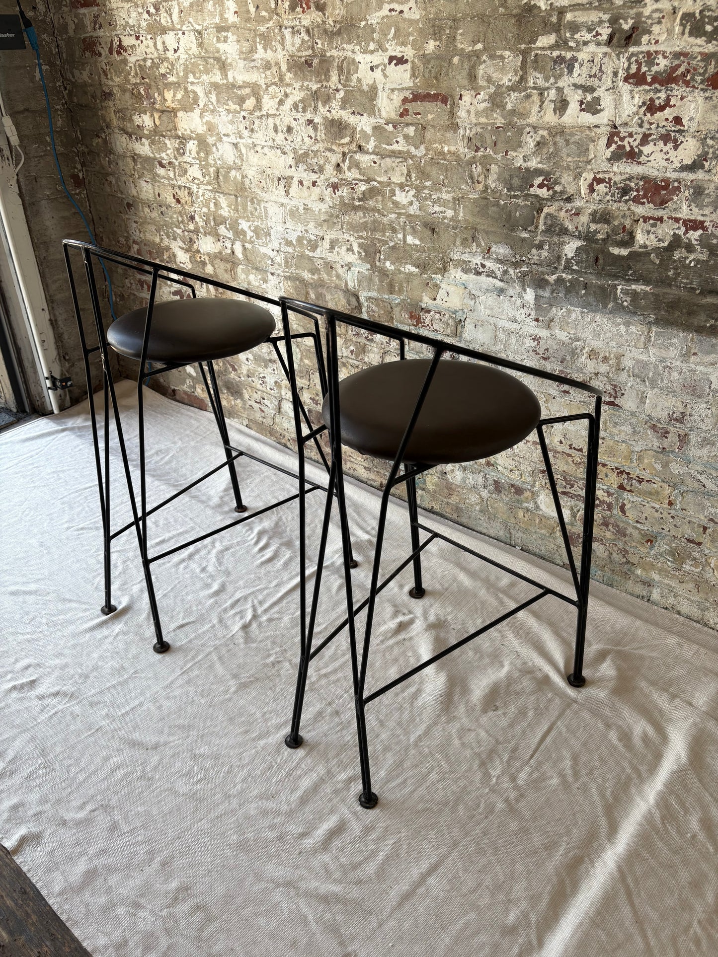 Black Leather/Metal Counter Stools