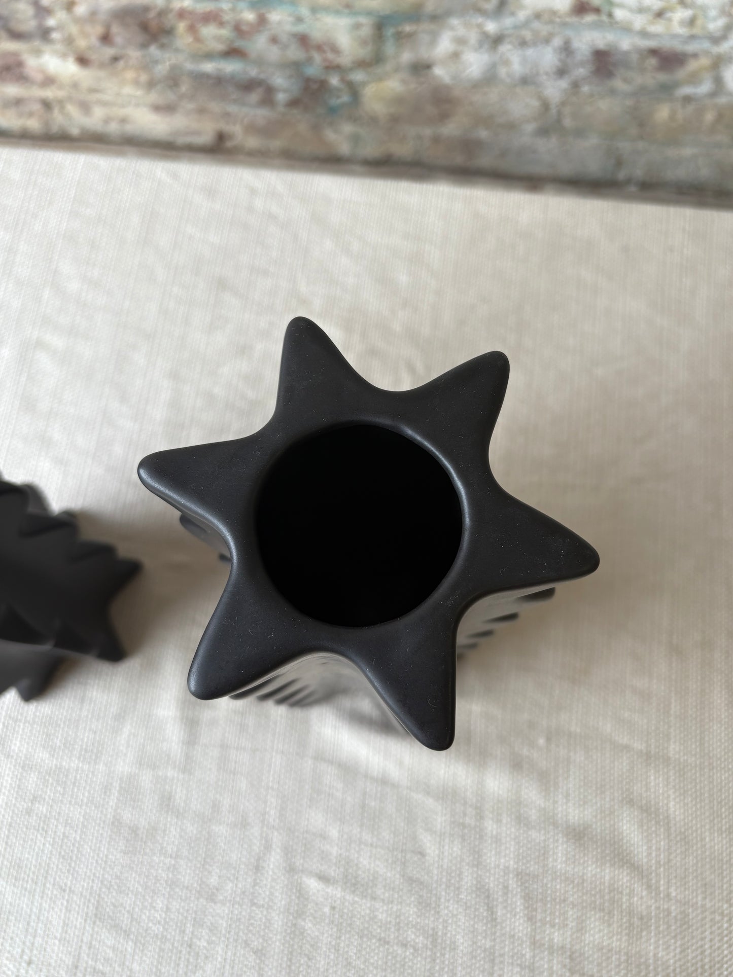 Set of 2 Sculptural Matte Black Bud Vases