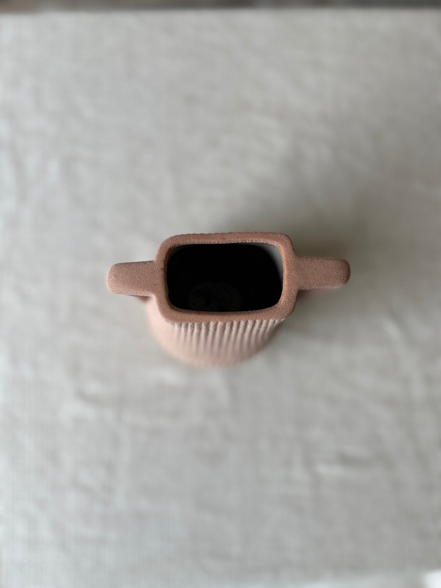 Textured Terracotta Pink Double Handle Bud Vase
