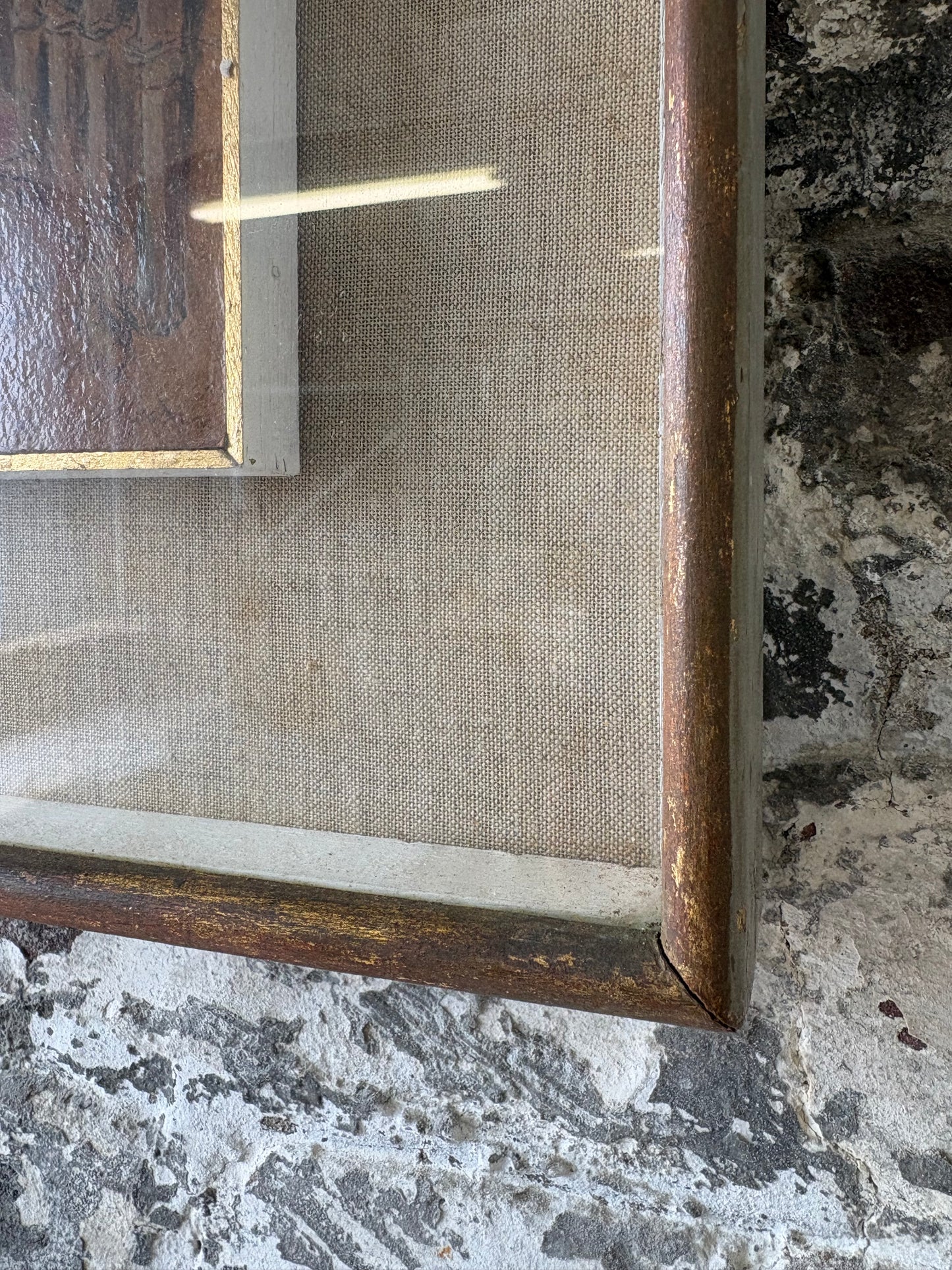 Pair of Vintage Italian Architectural Oil Paintings – Shadowbox Framed – Sourced in Parma, Italy