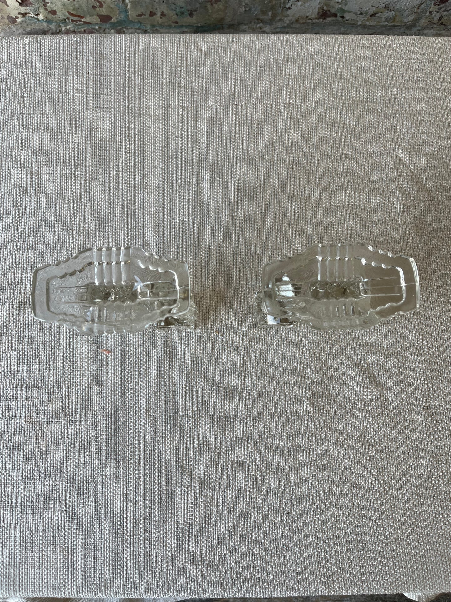 Vintage Art Deco Anchor Hocking Glass Queen Mary Double Candestick