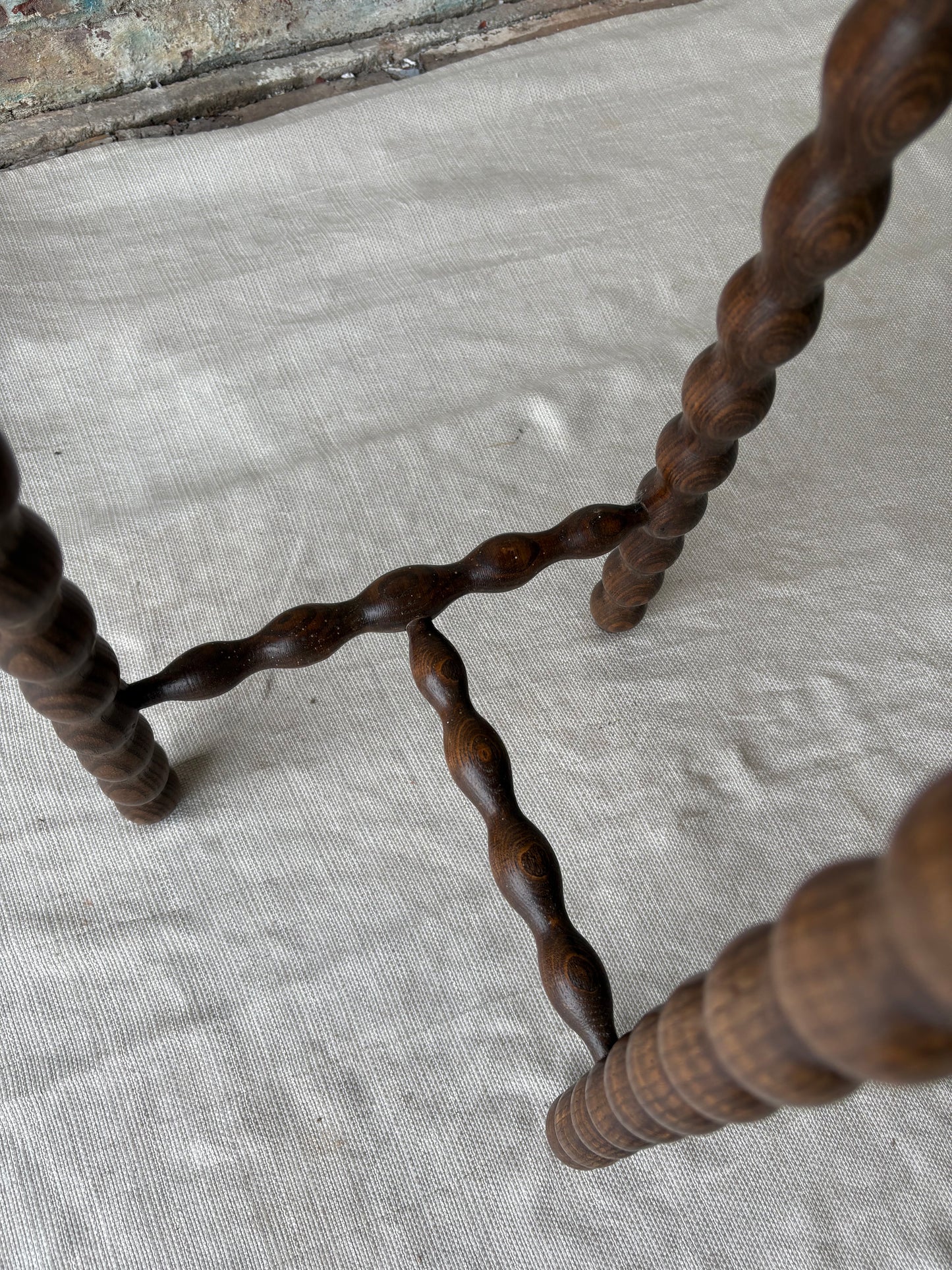 Vintage Demi-Lune Barley Twist Stool / Accent Table