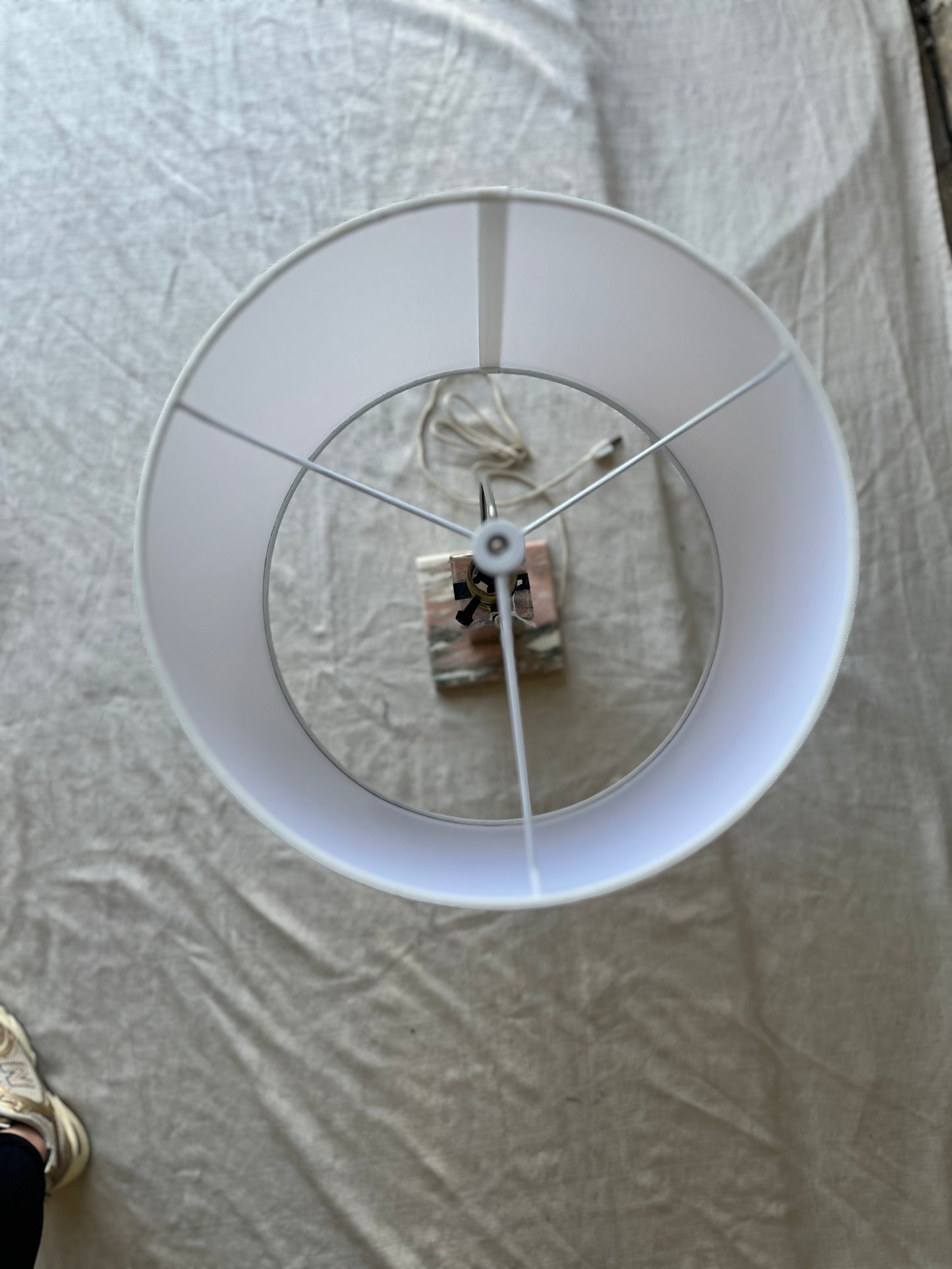 Vintage Black & Pink Marble Table Lamp with Modern Shade