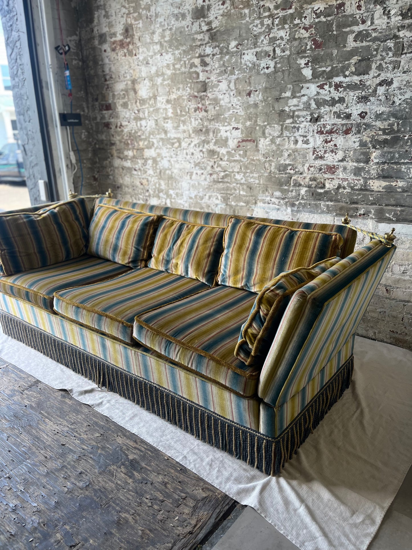 3 Seater Blue, Chartreuse Sofa Set