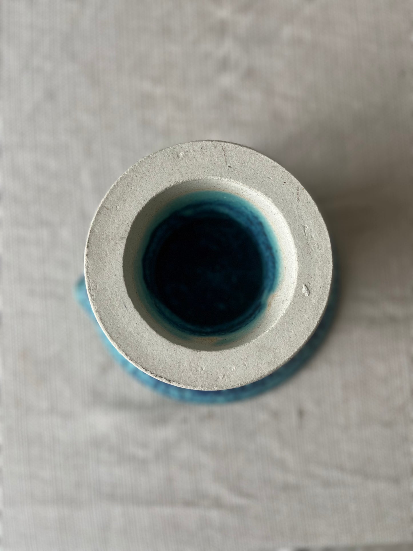Pottery Footed Dish – Spiral Glaze in Blue & Turquoise