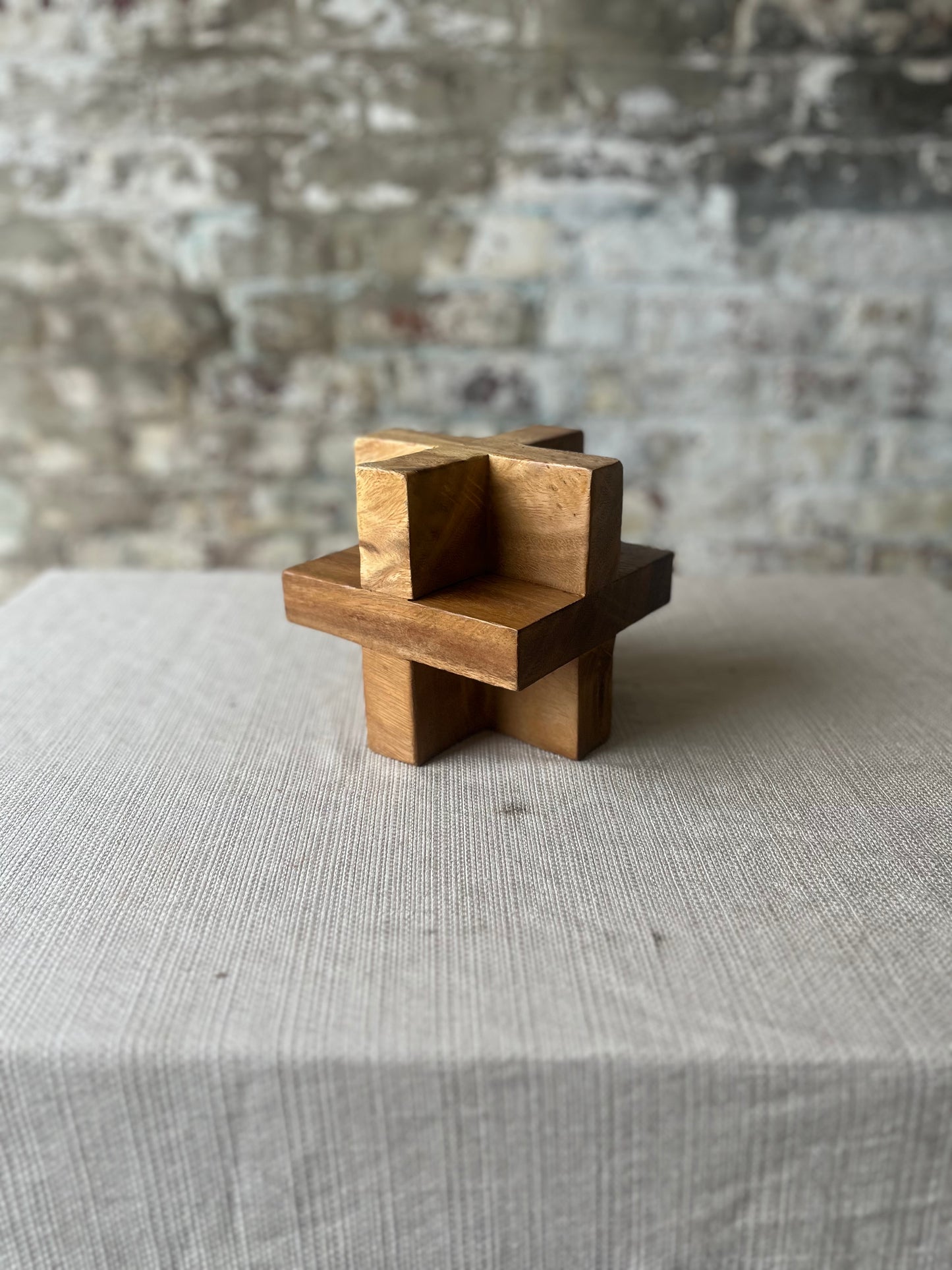 Wooden Plus Sign Sculpture