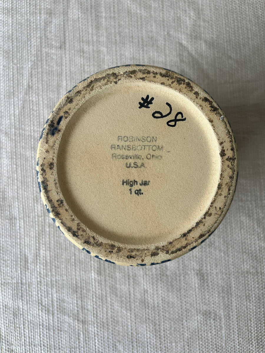 Vintage Blue Spongeware Crock