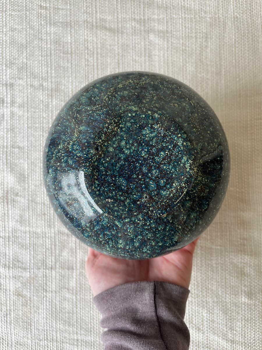 Double-Spouted Ceramic Vase — Deep Moss Glaze