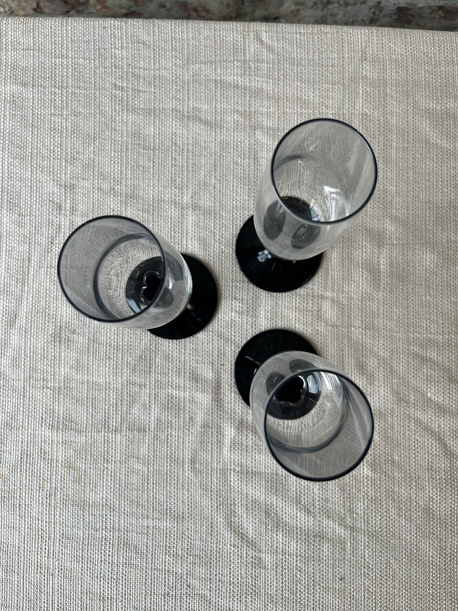 Set of 3 Vintage Luminarc France Champage Flute Glasses