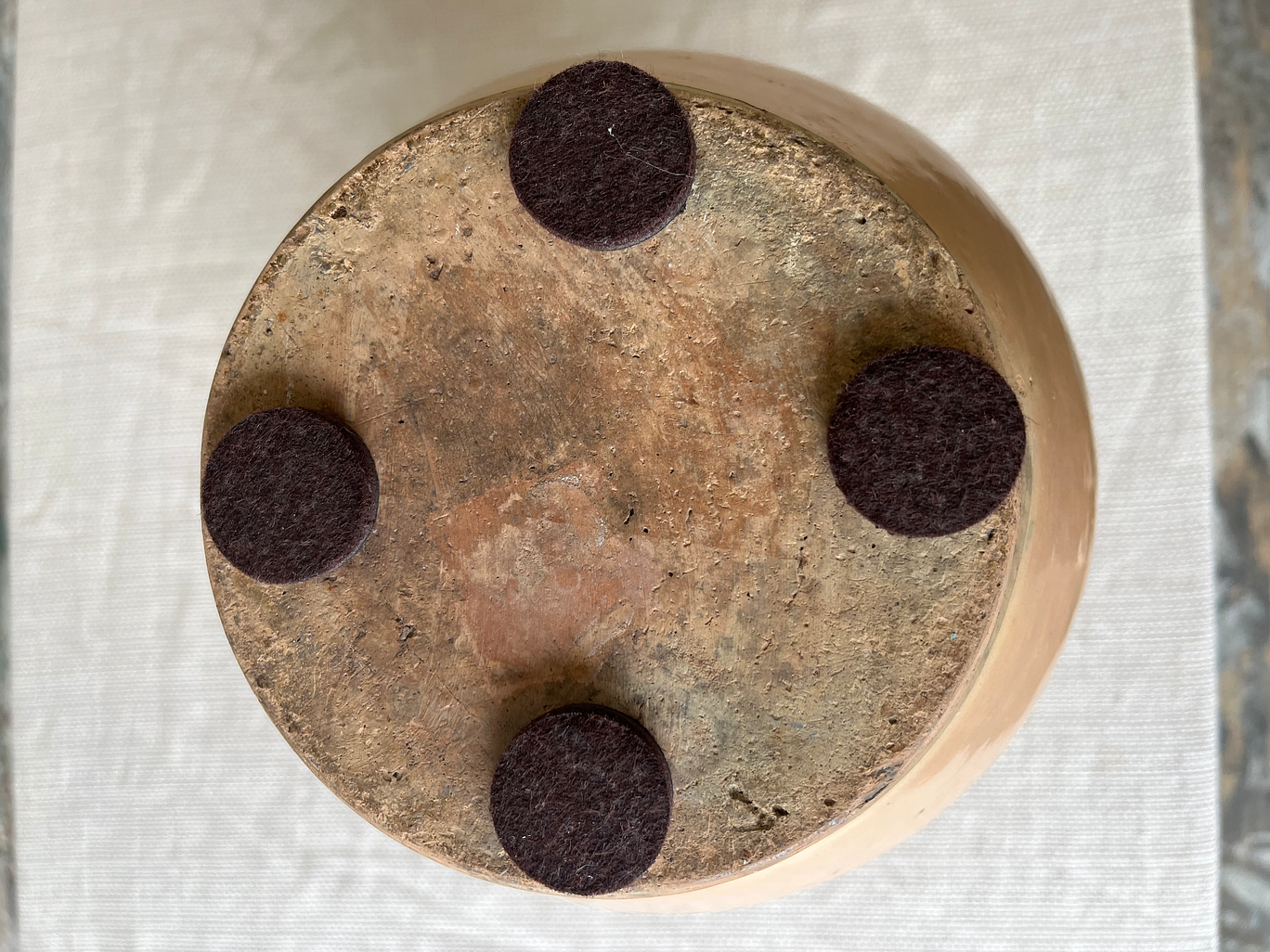 Vintage Hand-Painted Terracotta Pitcher with Sunburst Motif