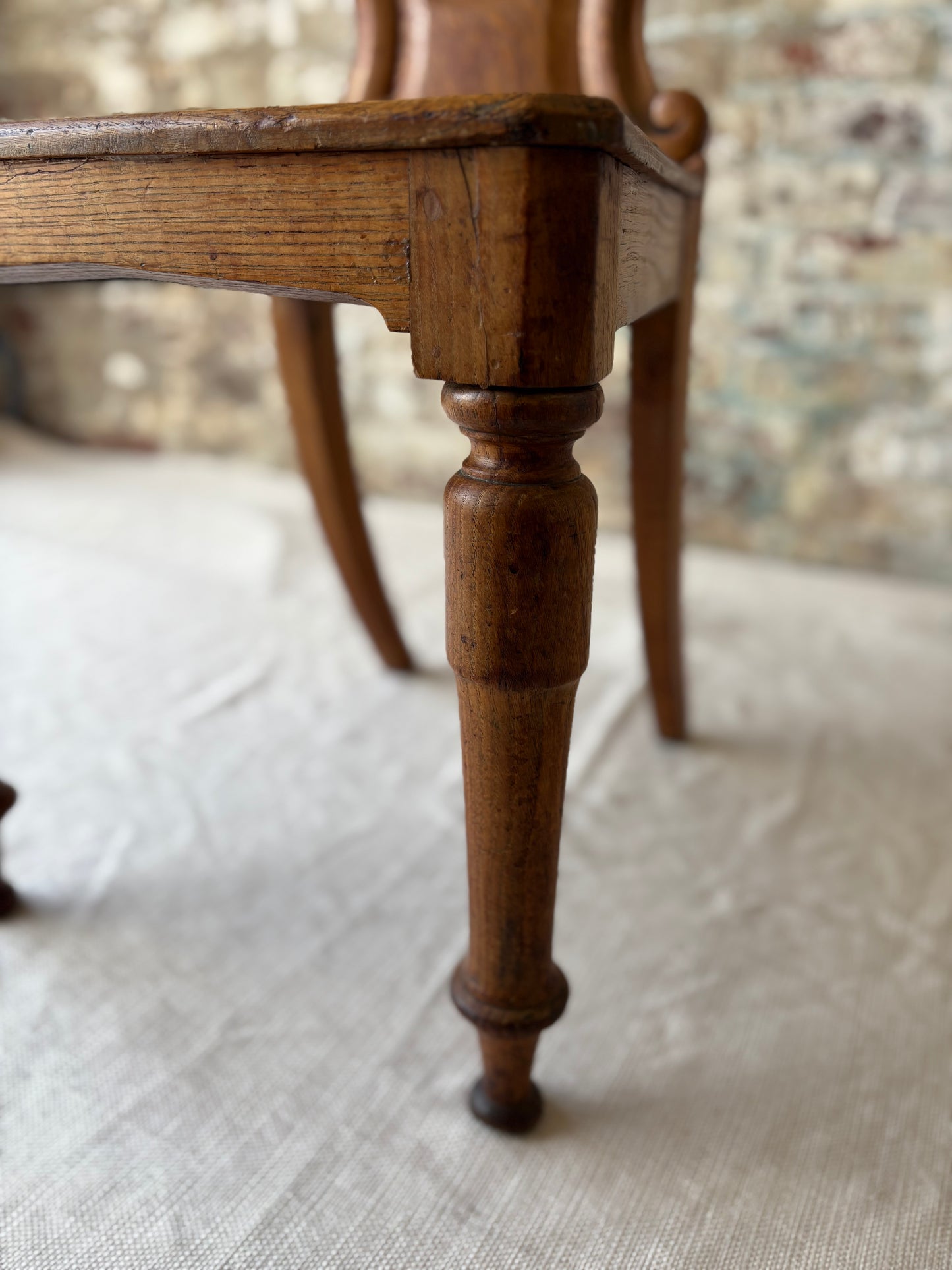 19th-Century Carved Oak Side Chair – Shield Back with Sculptural Detail