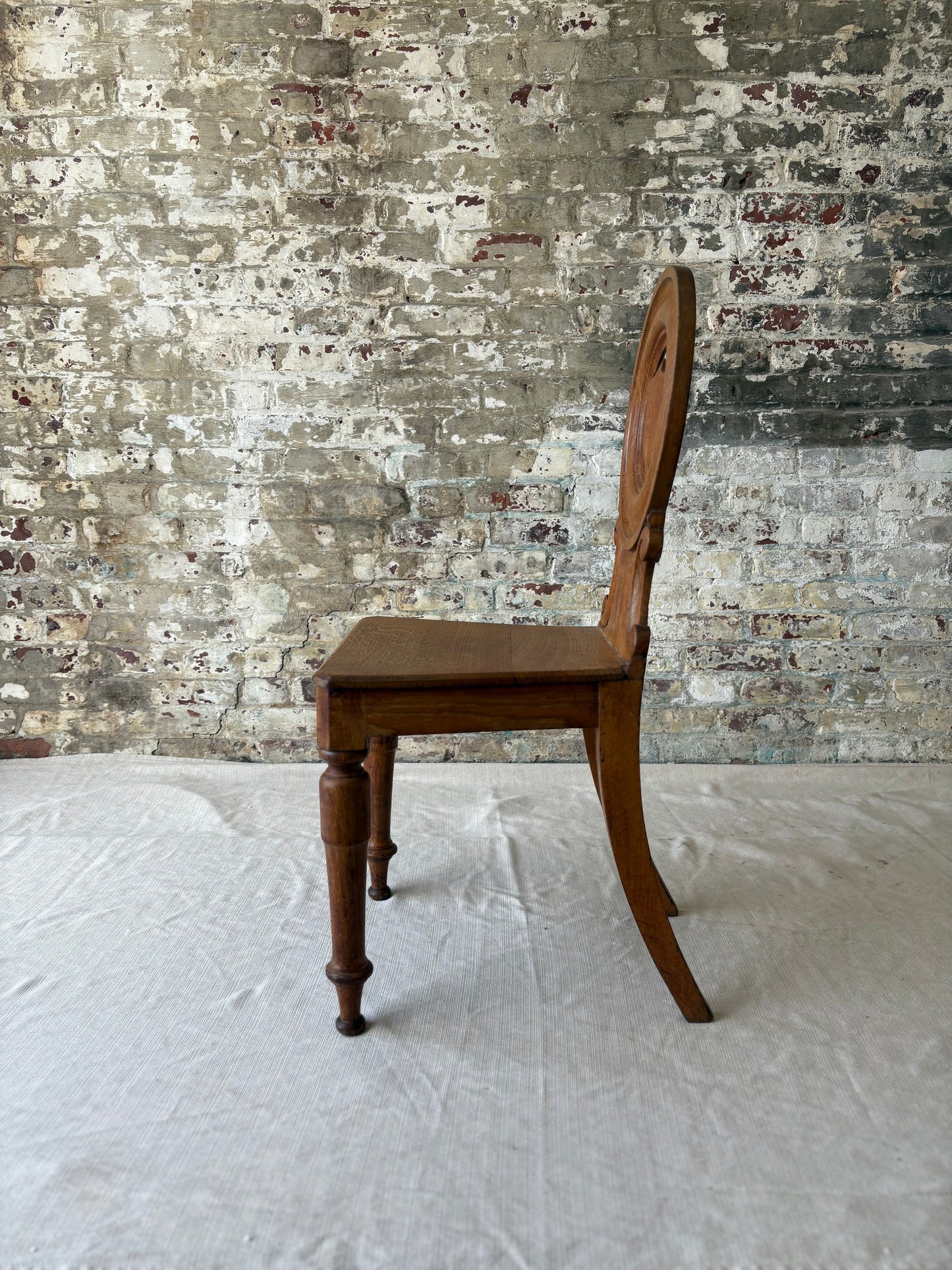19th-Century Carved Oak Side Chair – Shield Back with Sculptural Detail