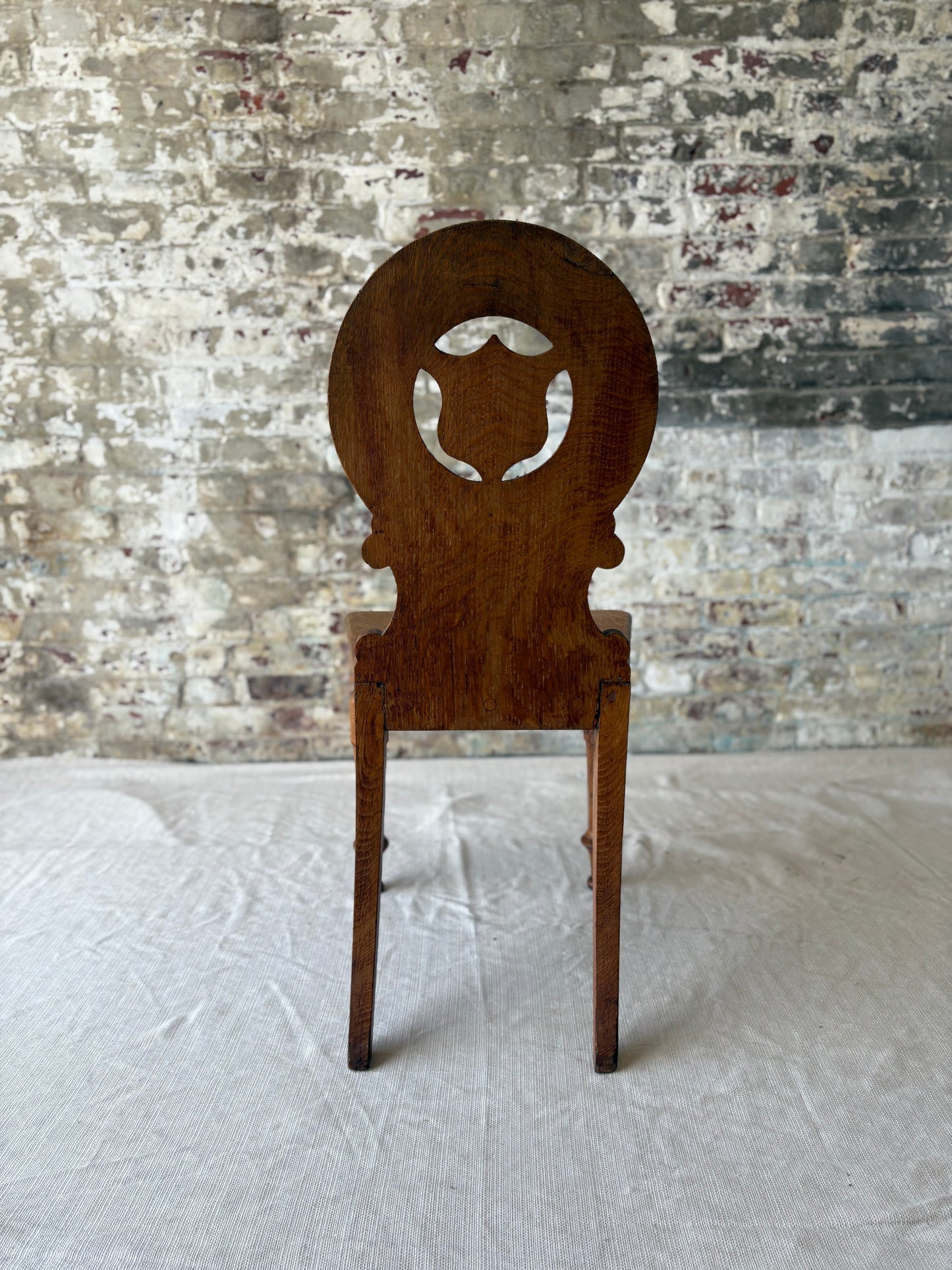 19th-Century Carved Oak Side Chair – Shield Back with Sculptural Detail