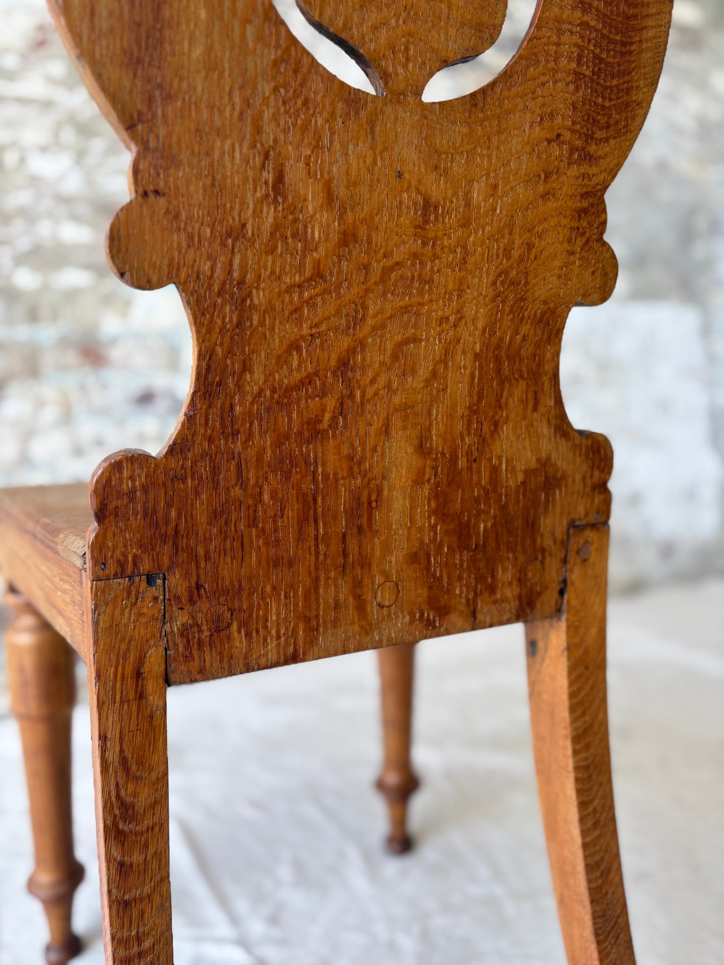 19th-Century Carved Oak Side Chair – Shield Back with Sculptural Detail