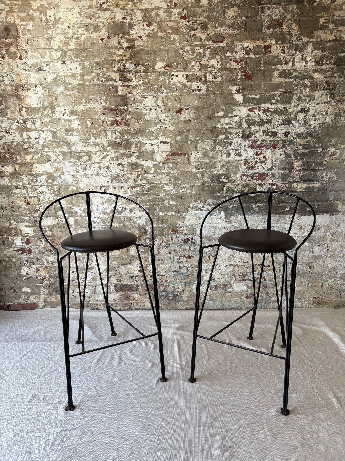Black Leather/Metal Counter Stools