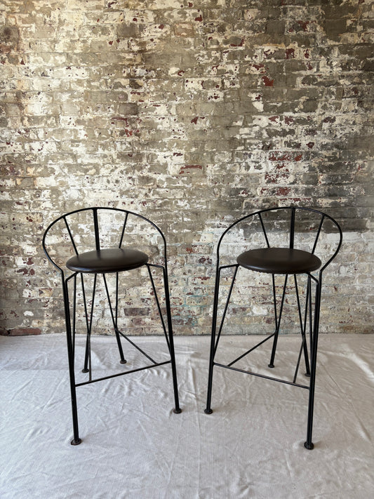 Black Leather/Metal Counter Stools