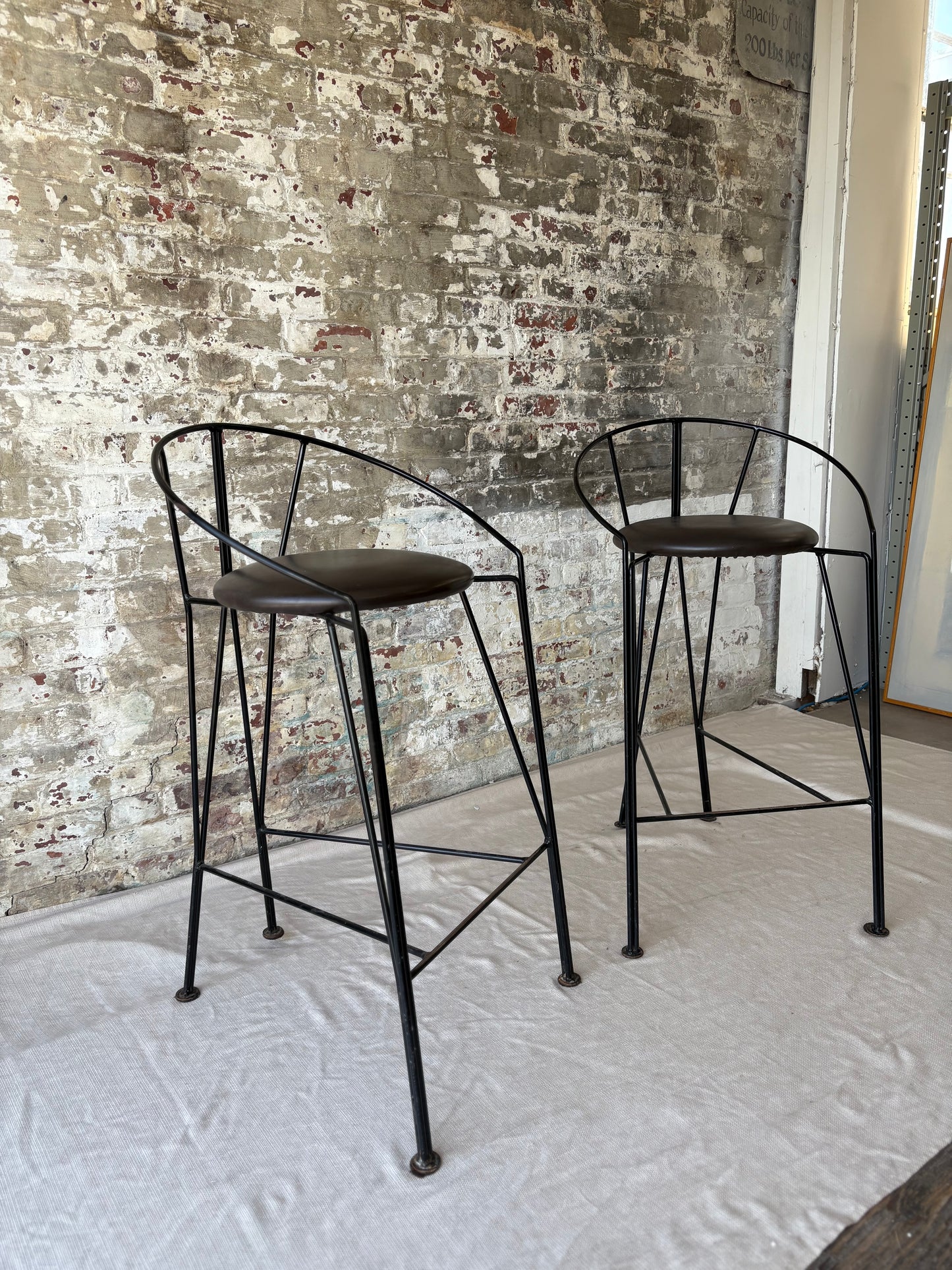 Black Leather/Metal Counter Stools