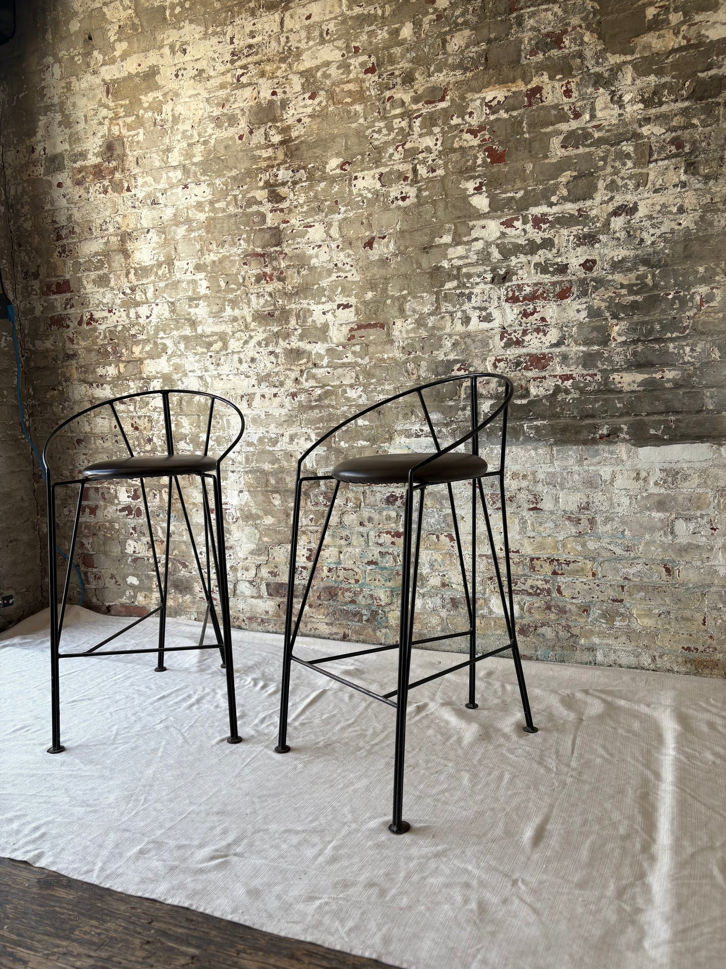 Black Leather/Metal Counter Stools