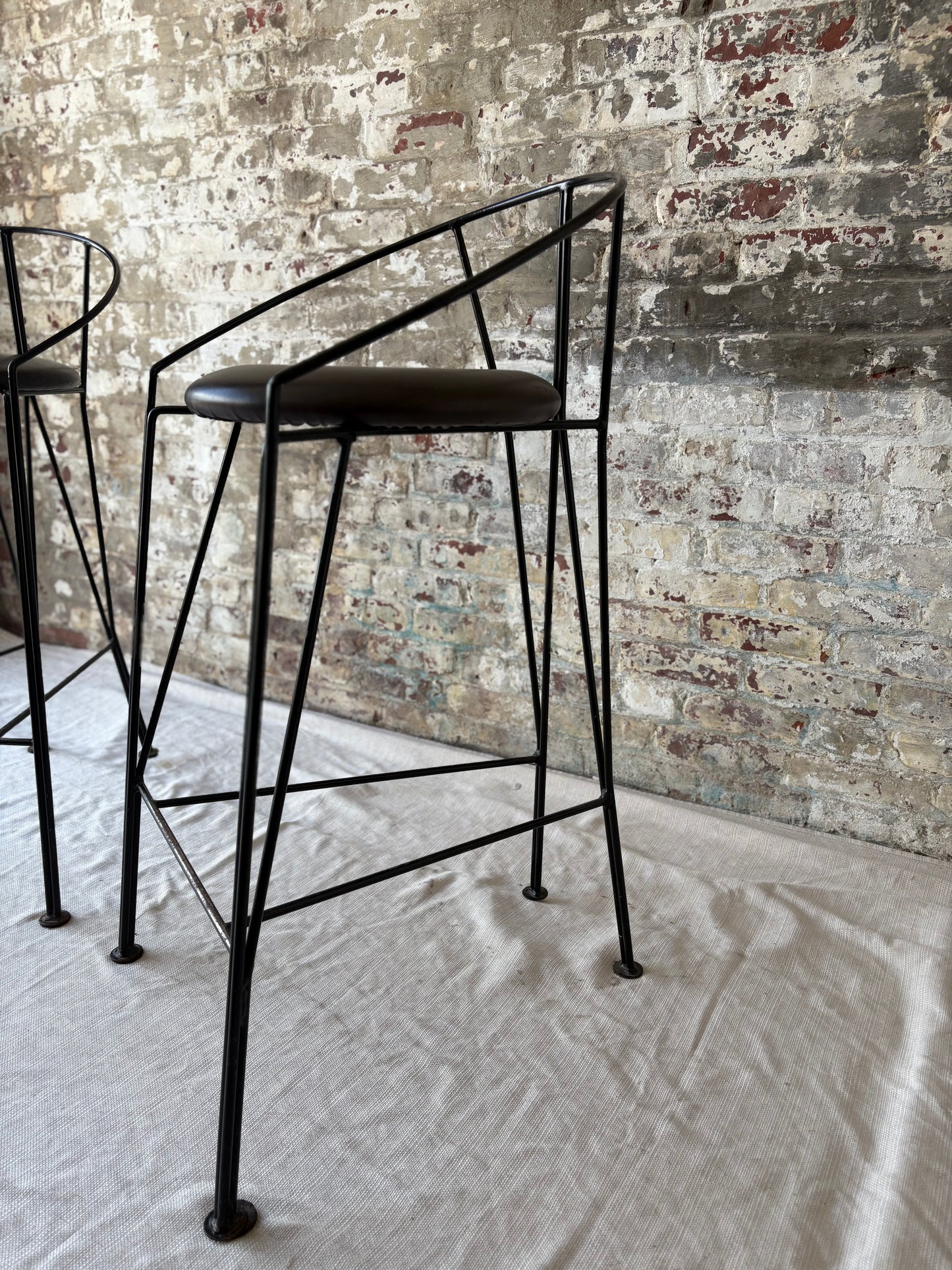 Black Leather/Metal Counter Stools