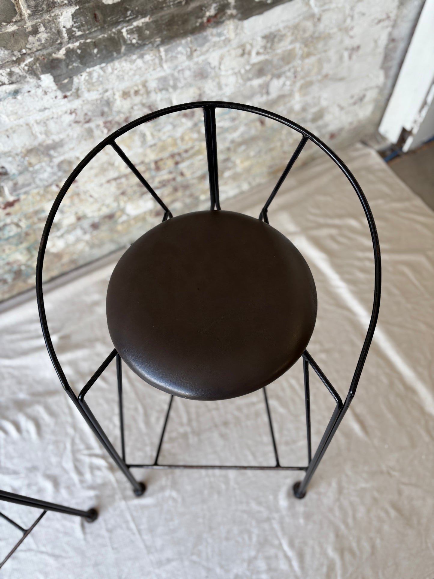 Black Leather/Metal Counter Stools
