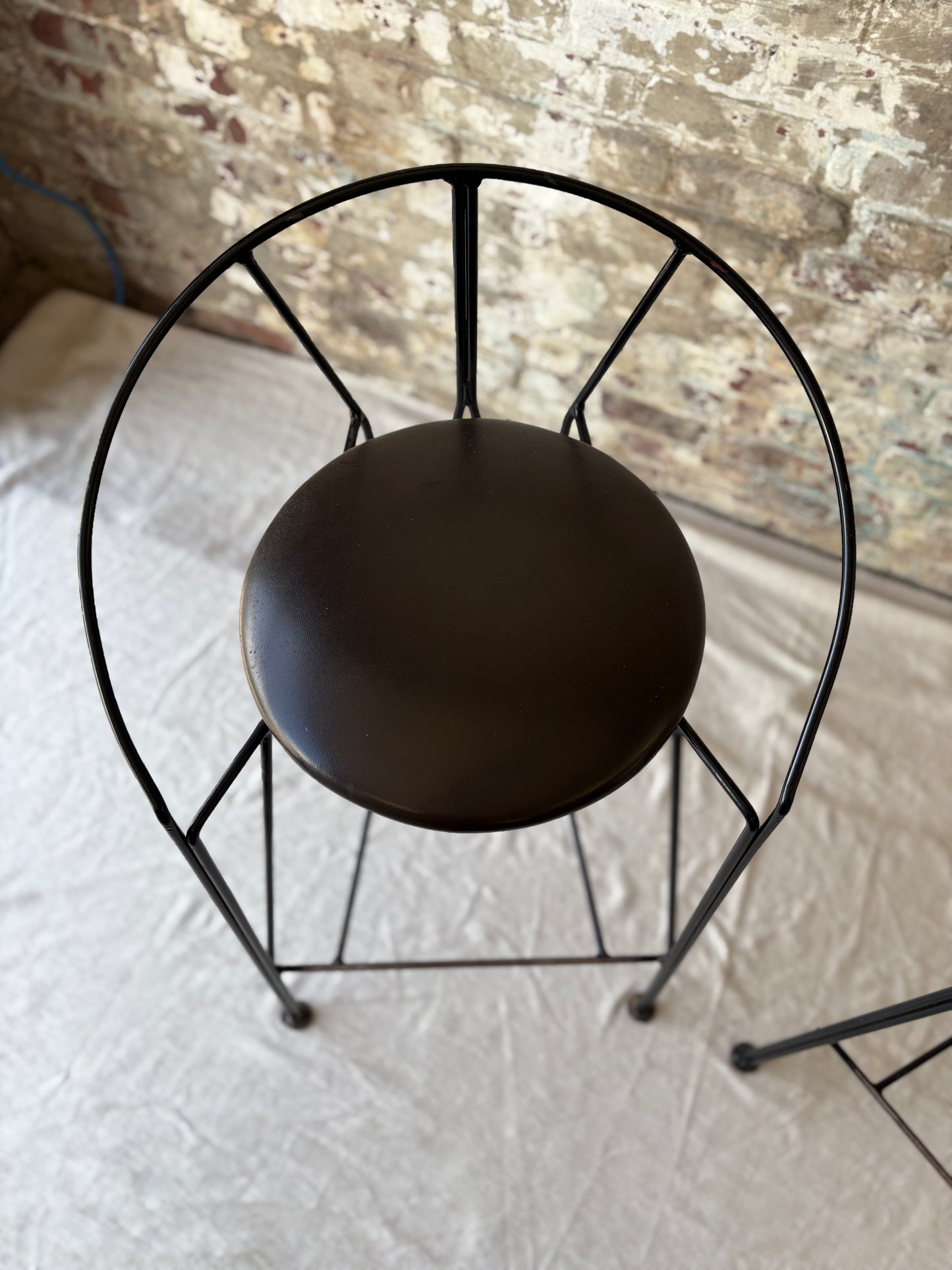 Black Leather/Metal Counter Stools