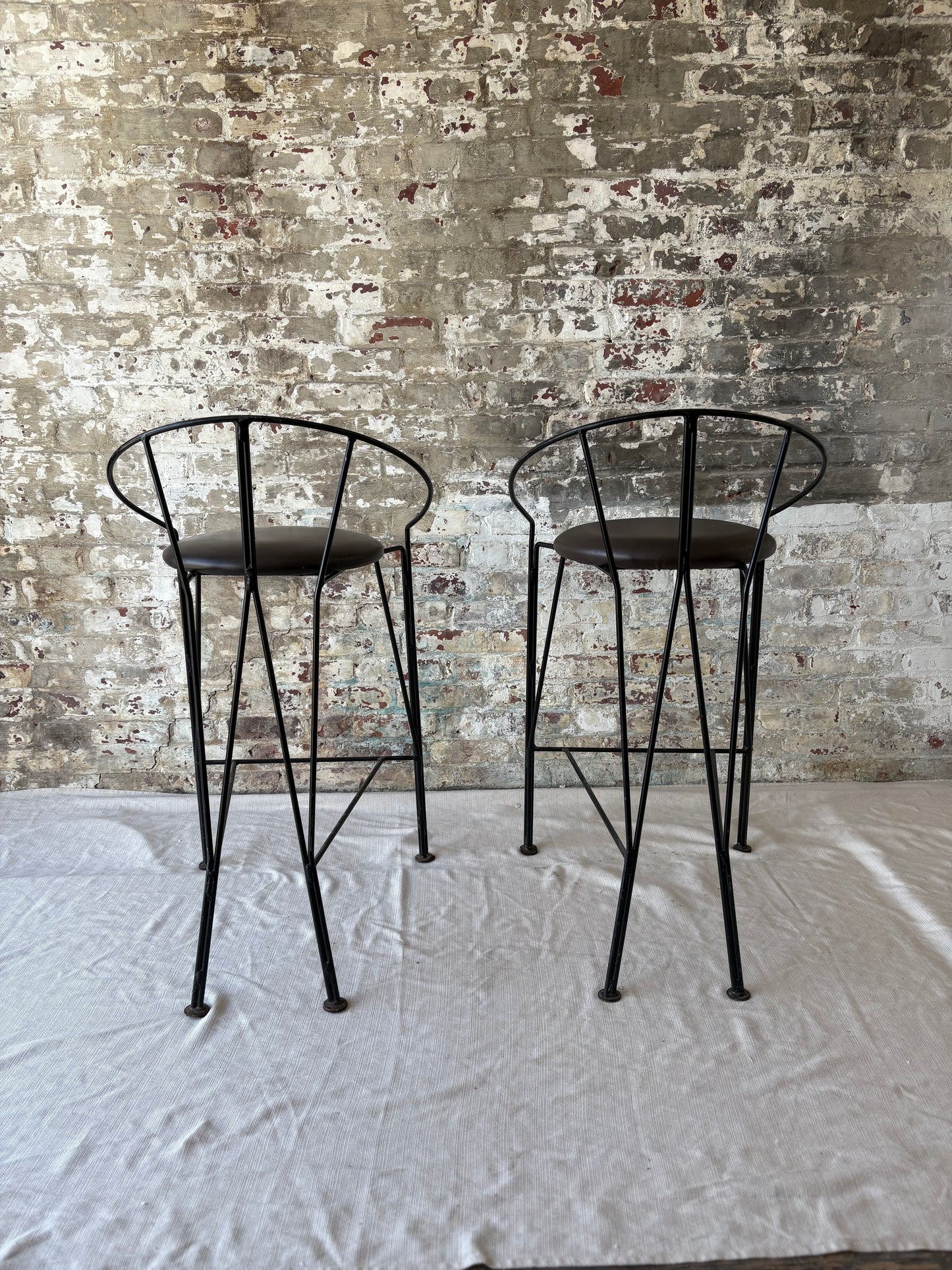Black Leather/Metal Counter Stools