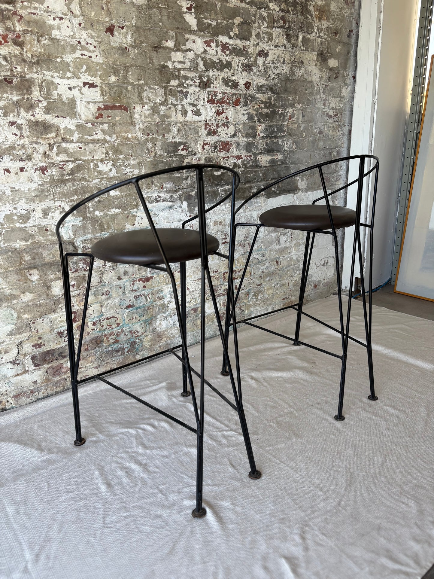 Black Leather/Metal Counter Stools