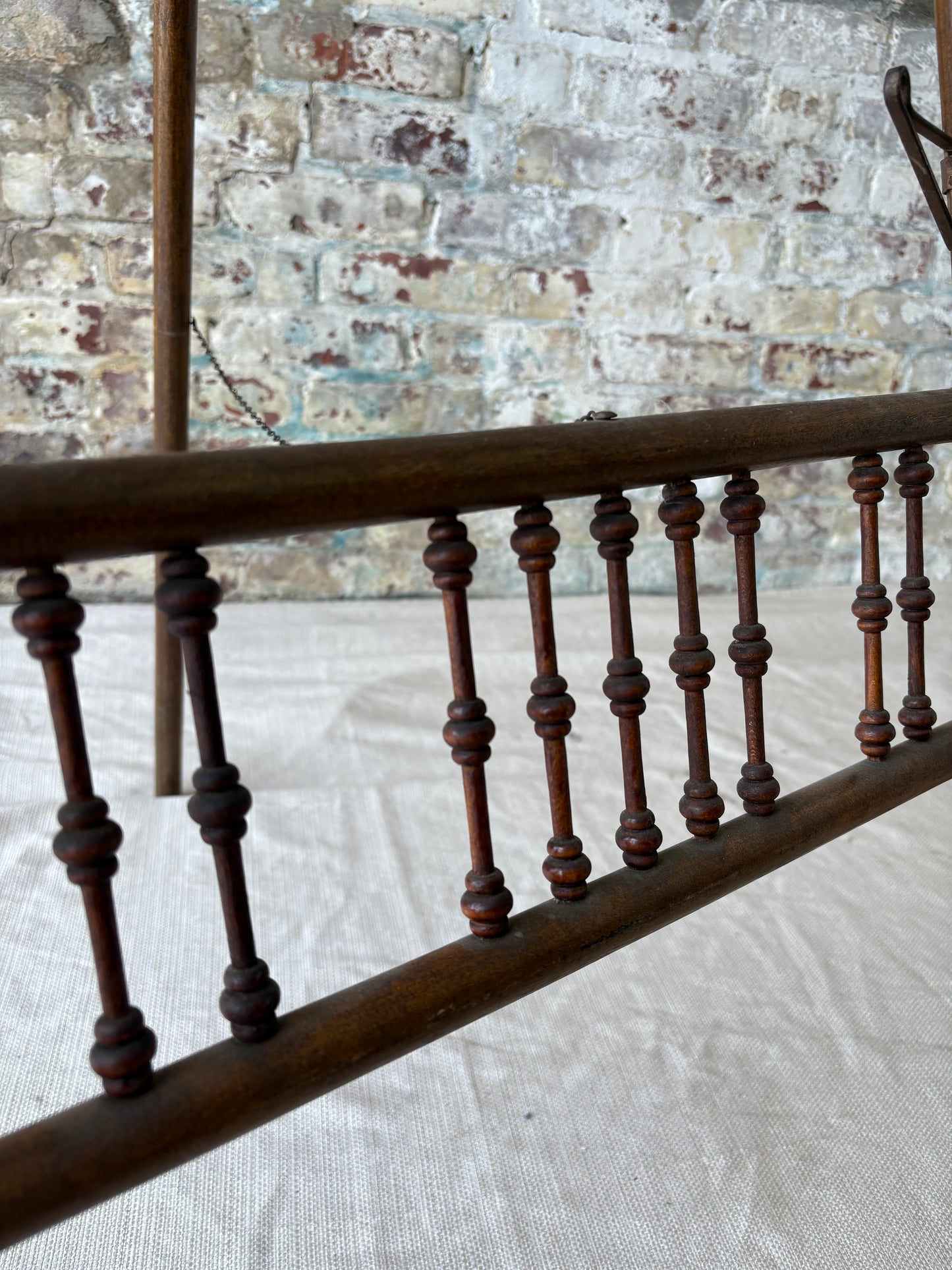 Vintage Wood & Brass Artist’s Easel with Ornate Spindle Detailing