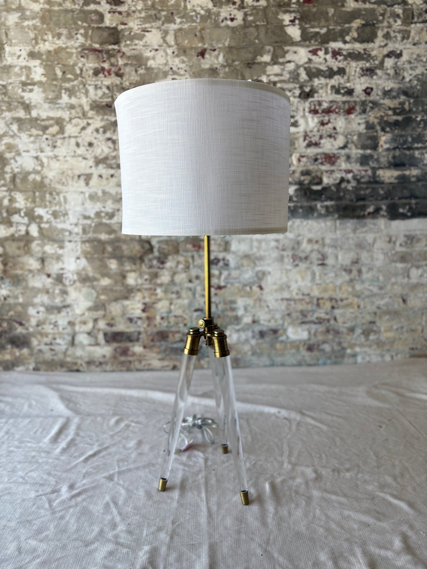 Brass & Acrylic Floor or Table Lamp (Adjustable Height)
