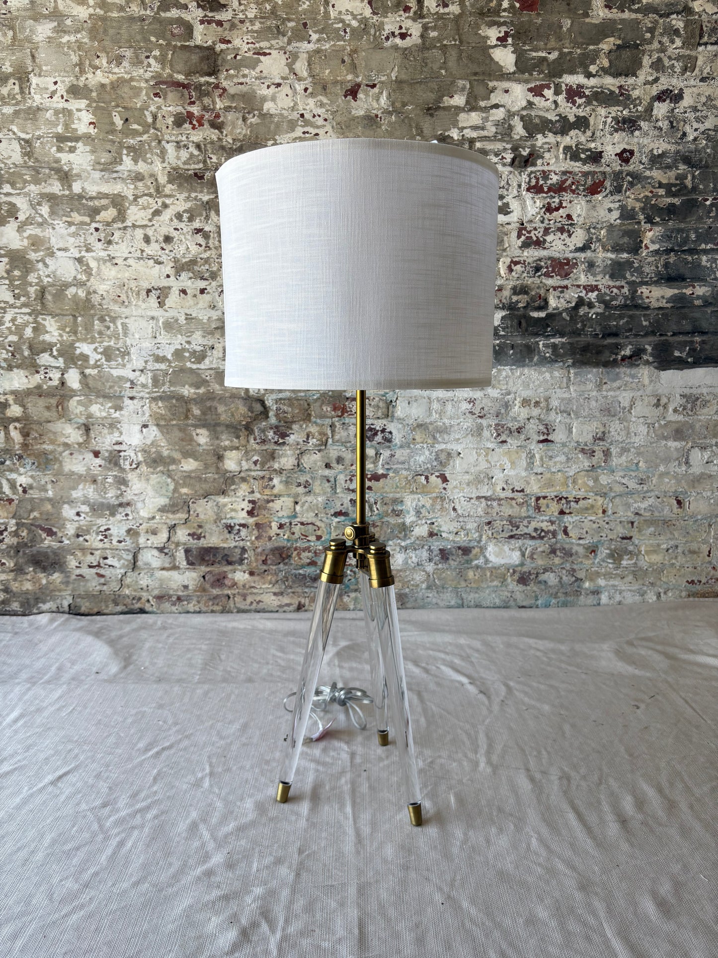 Brass & Acrylic Floor or Table Lamp (Adjustable Height)