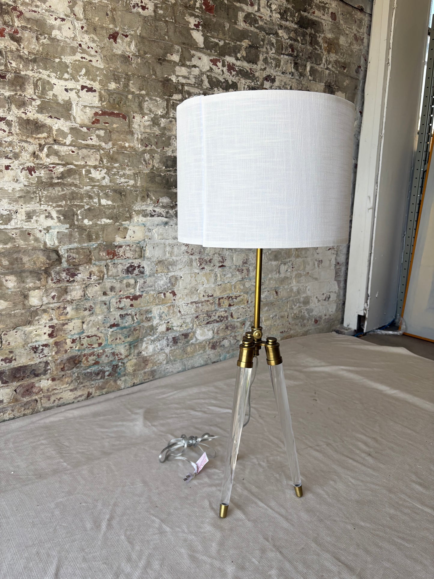 Brass & Acrylic Floor or Table Lamp (Adjustable Height)