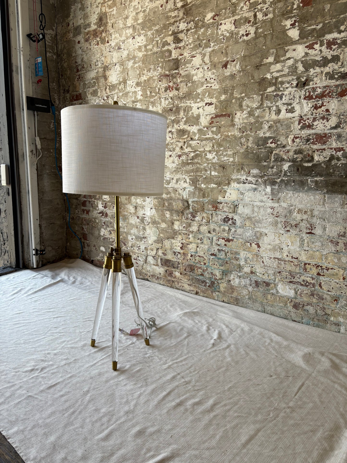 Brass & Acrylic Floor or Table Lamp (Adjustable Height)
