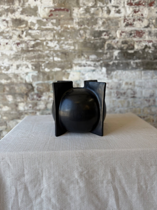 Tadelakt Round Vase Black