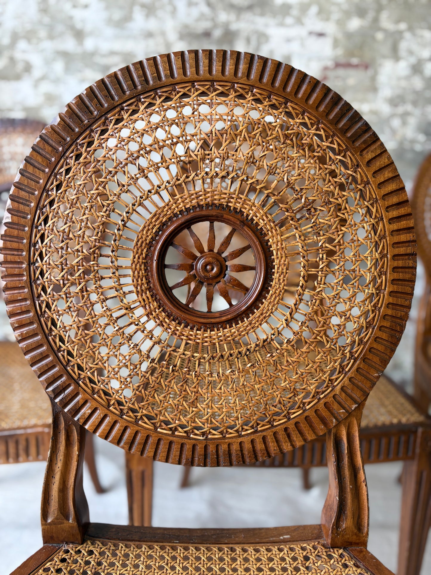 Rattan Sunburst Dining Chairs (Set of 6)