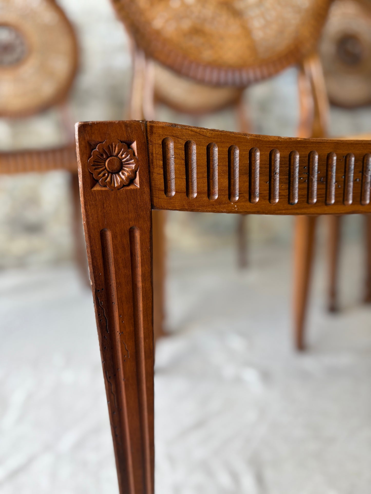 Rattan Sunburst Dining Chairs (Set of 6)