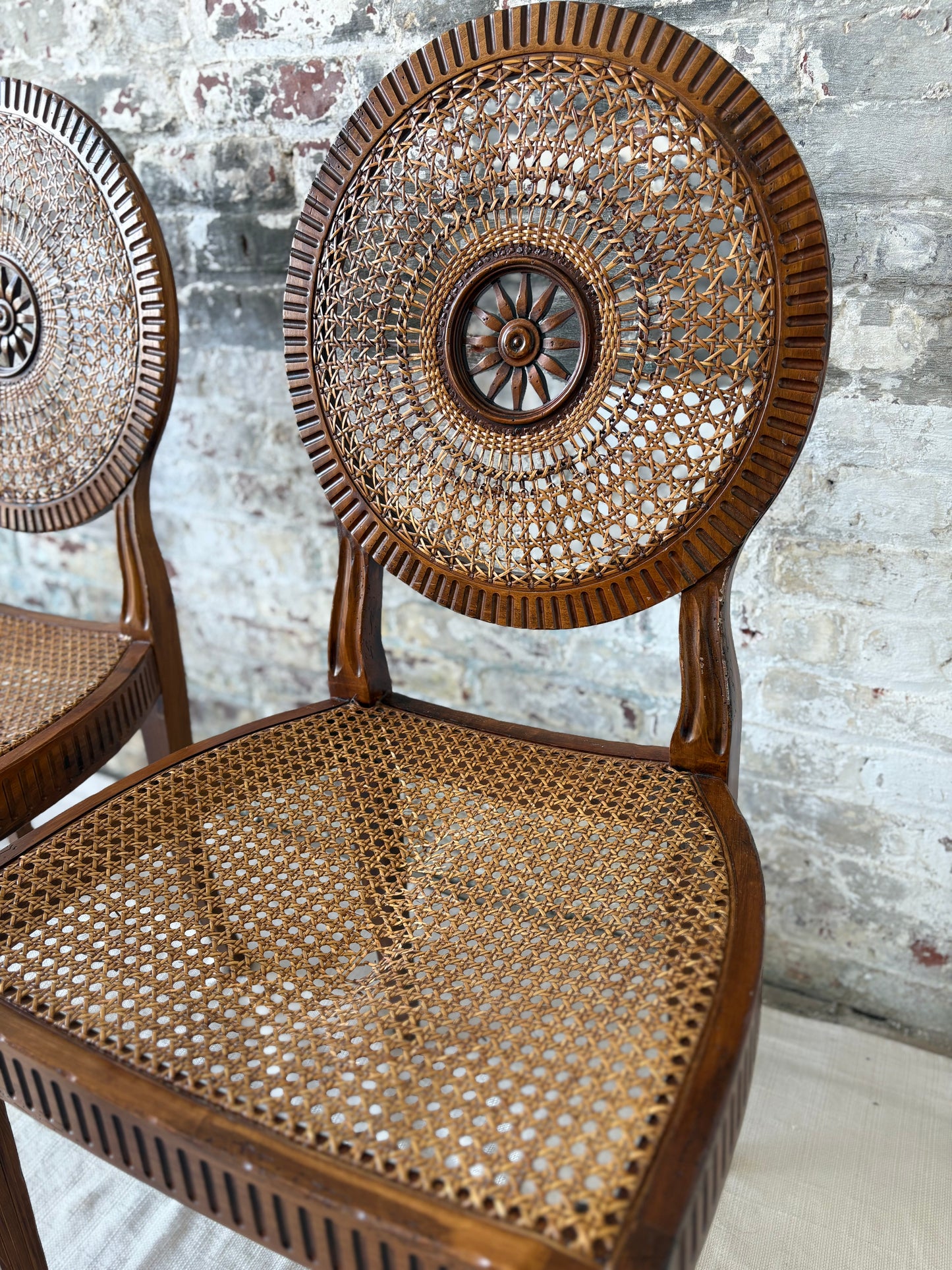 Rattan Sunburst Dining Chairs (Set of 6)