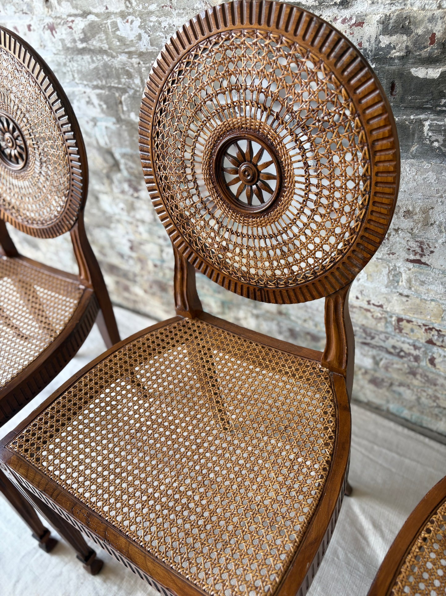 Rattan Sunburst Dining Chairs (Set of 6)