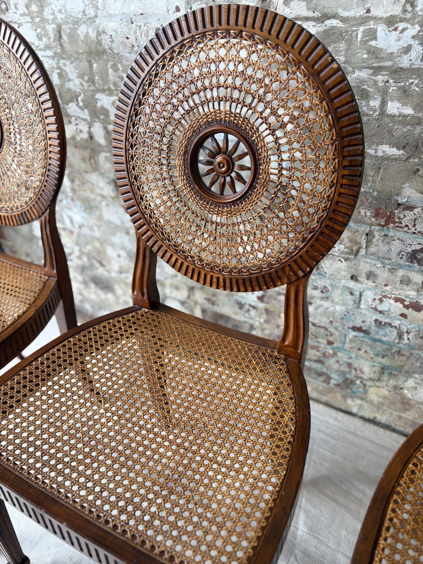 Rattan Sunburst Dining Chairs (Set of 6)