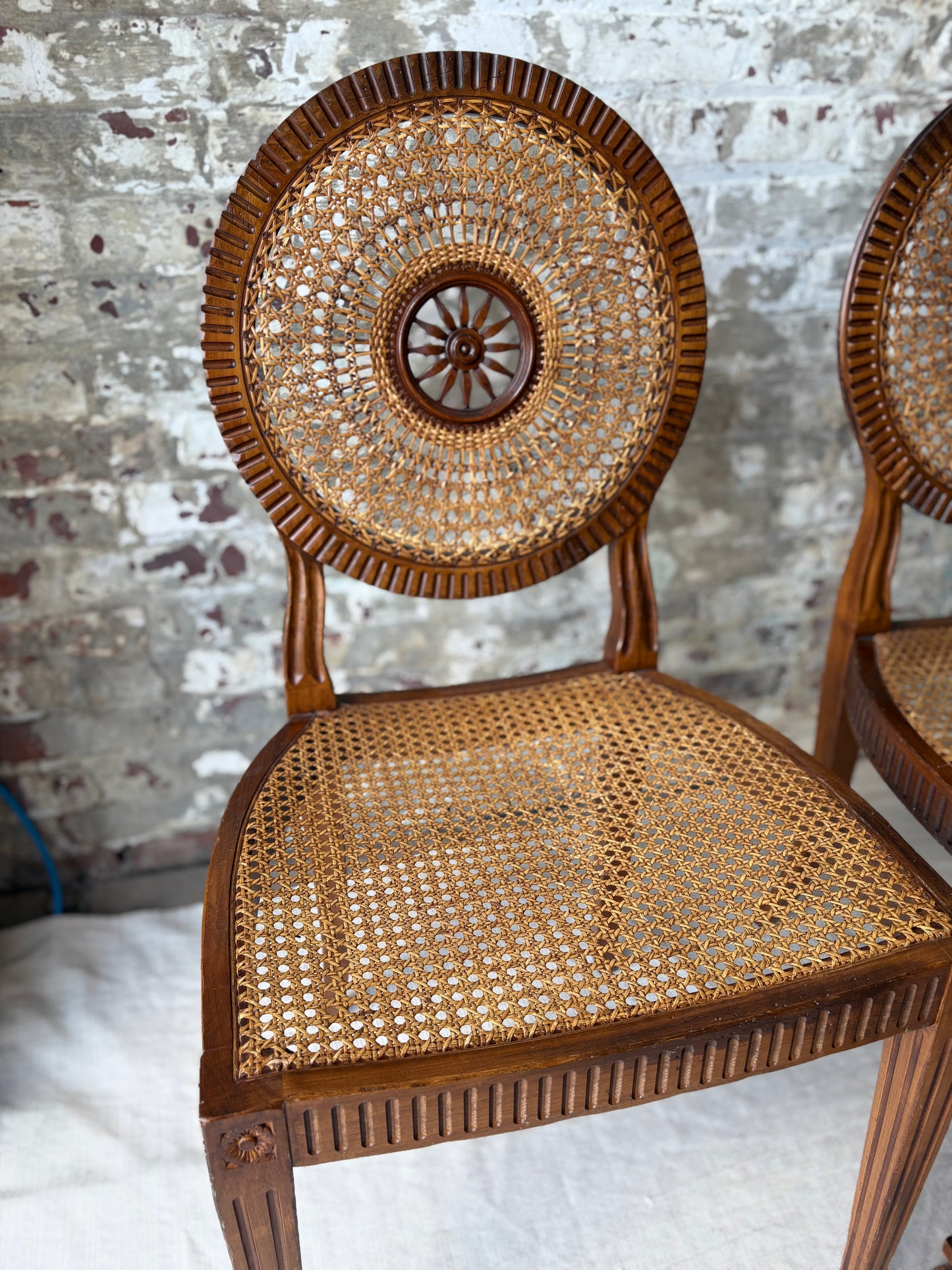 Rattan Sunburst Dining Chairs (Set of 6)