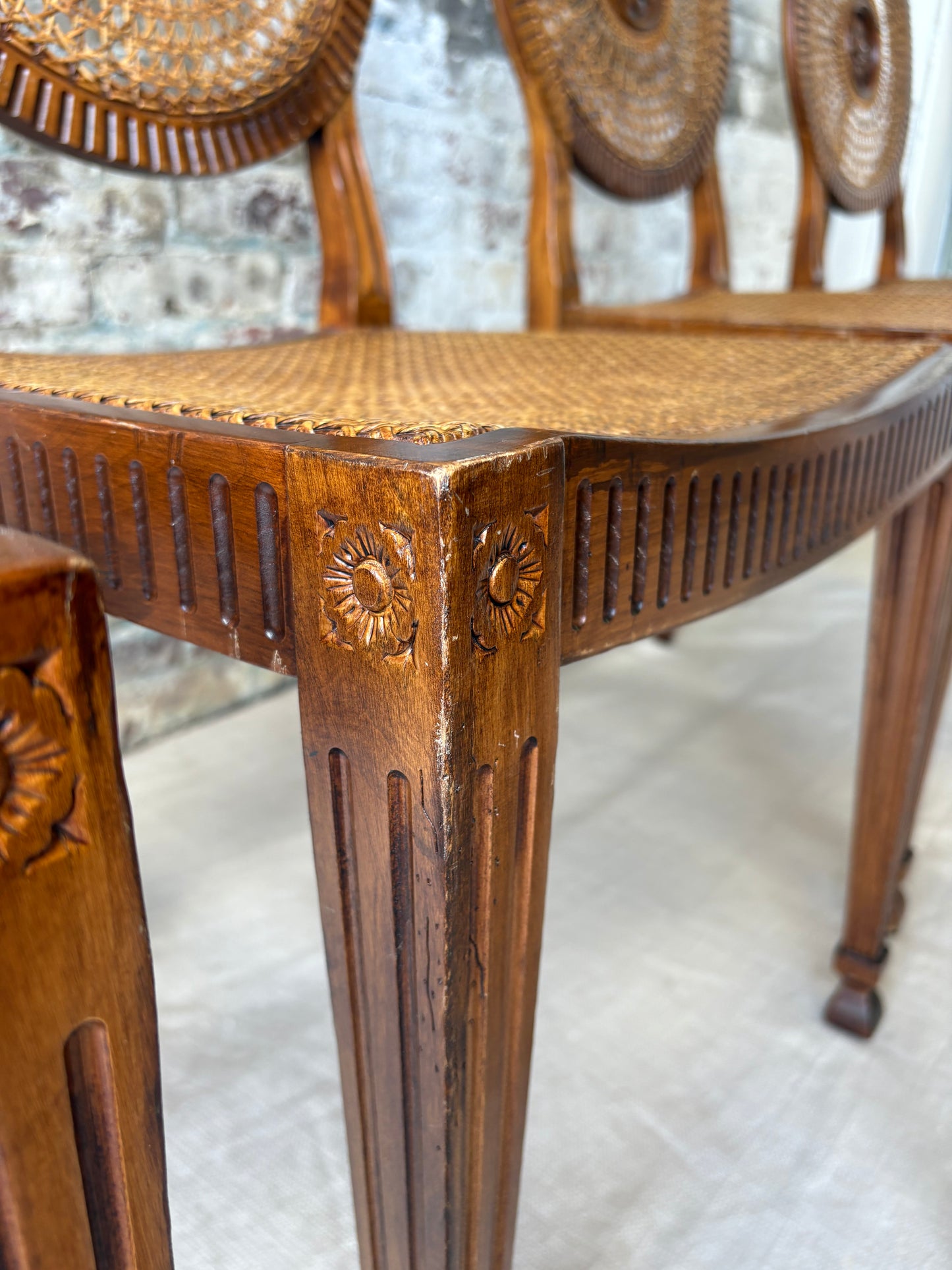 Rattan Sunburst Dining Chairs (Set of 6)