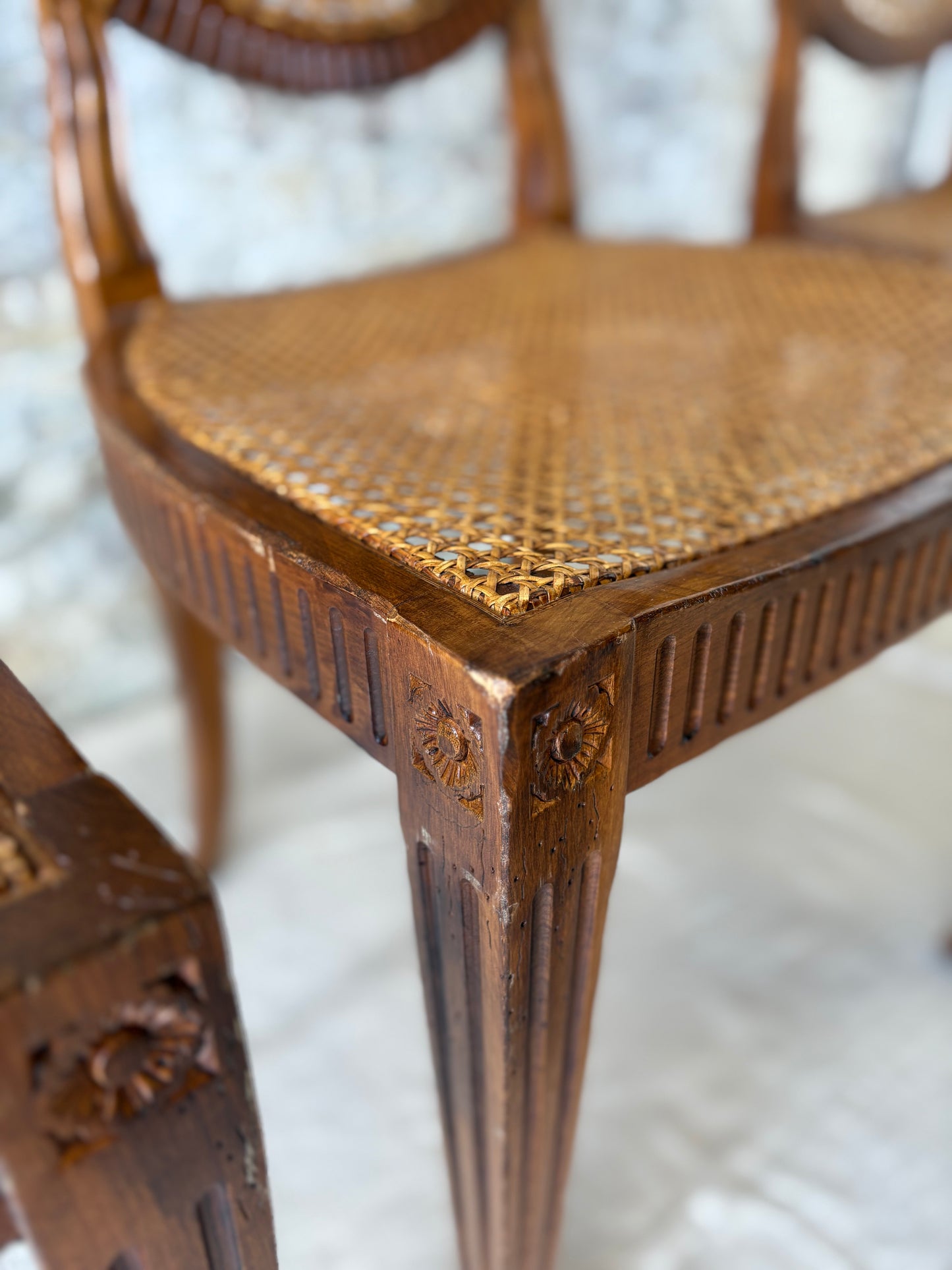 Rattan Sunburst Dining Chairs (Set of 6)