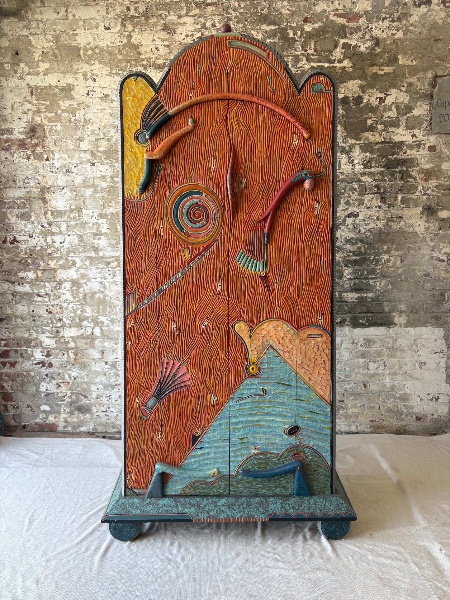 Tommy Simpson Cabinet – Hand-Carved, One-of-a-Kind Studio Masterpiece - "She's an Italian Evening"