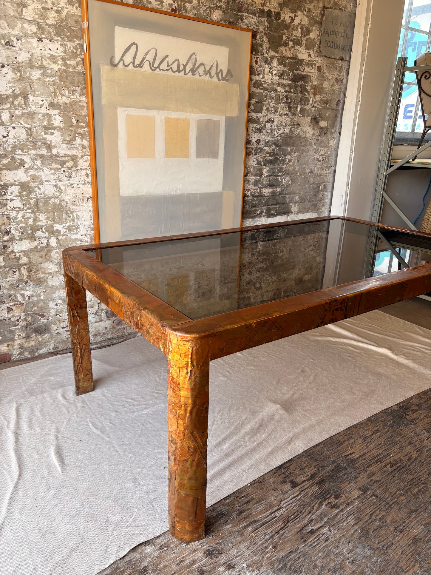 Paul Evans Smoked Glass Dining Table