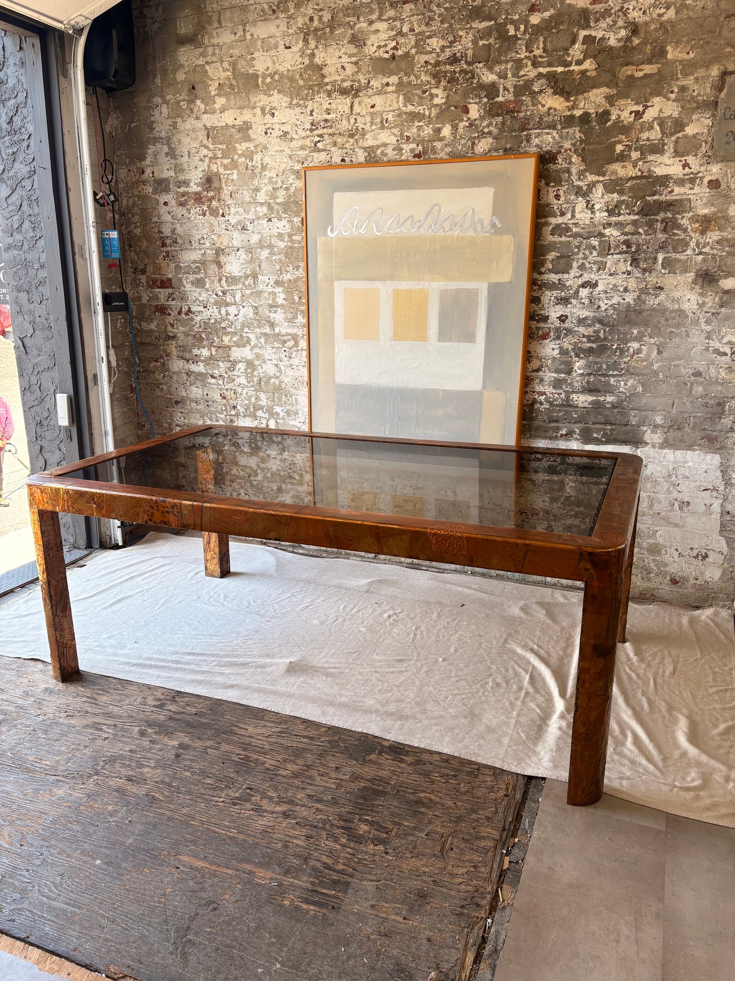 Paul Evans Smoked Glass Dining Table