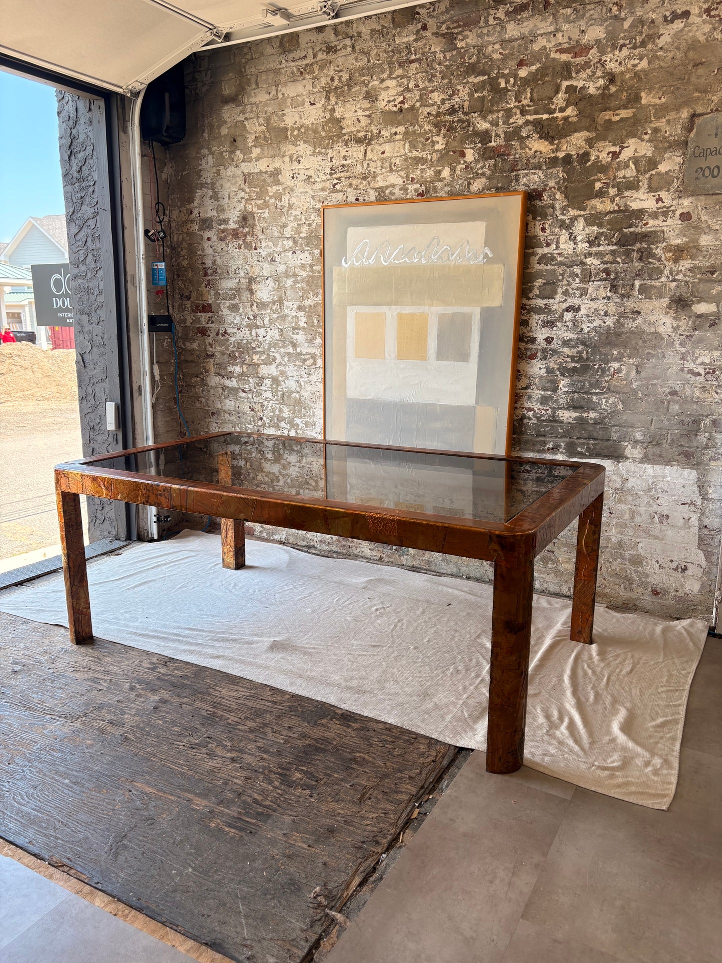 Paul Evans Smoked Glass Dining Table