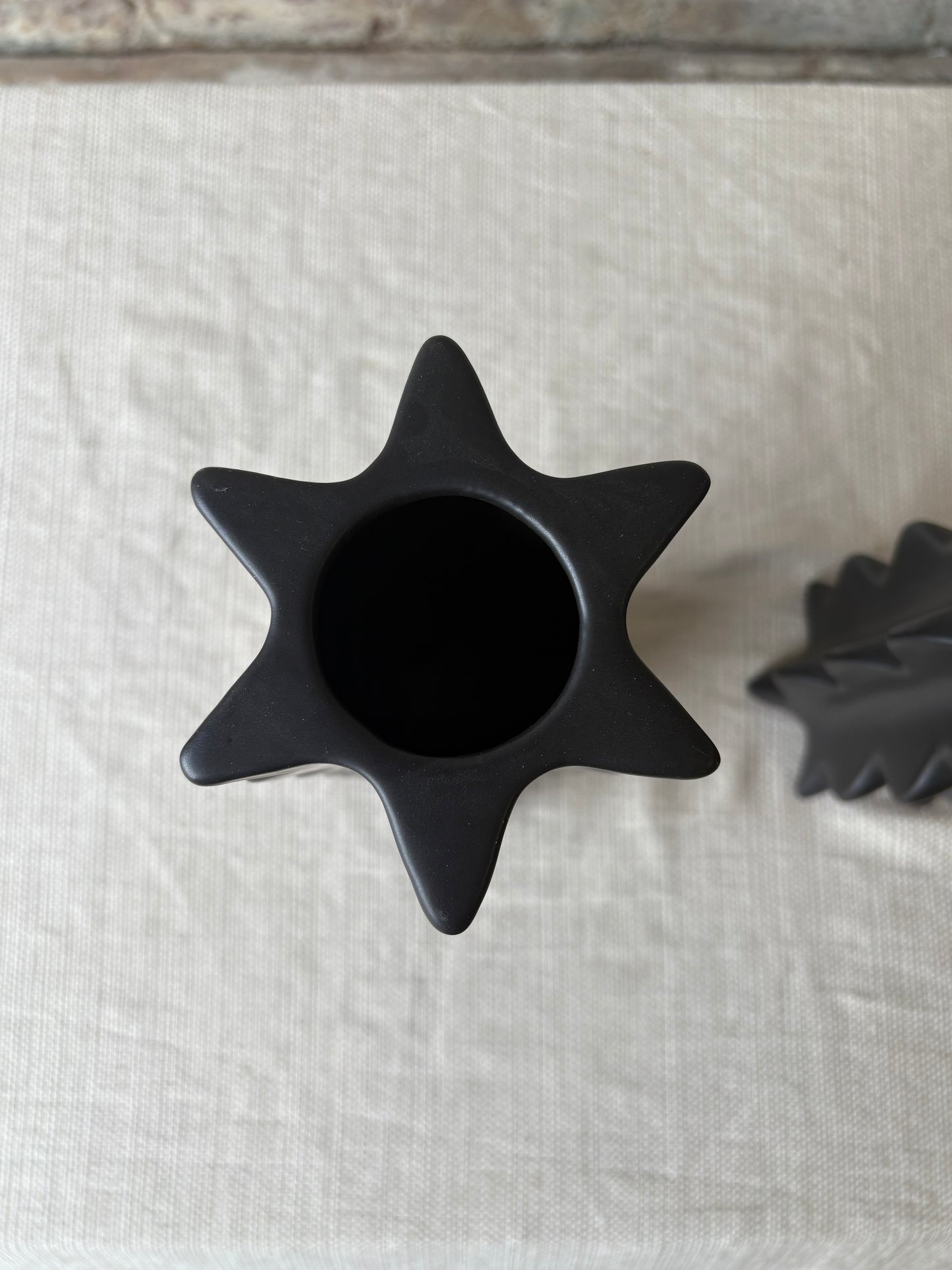 Set of 2 Sculptural Matte Black Bud Vases