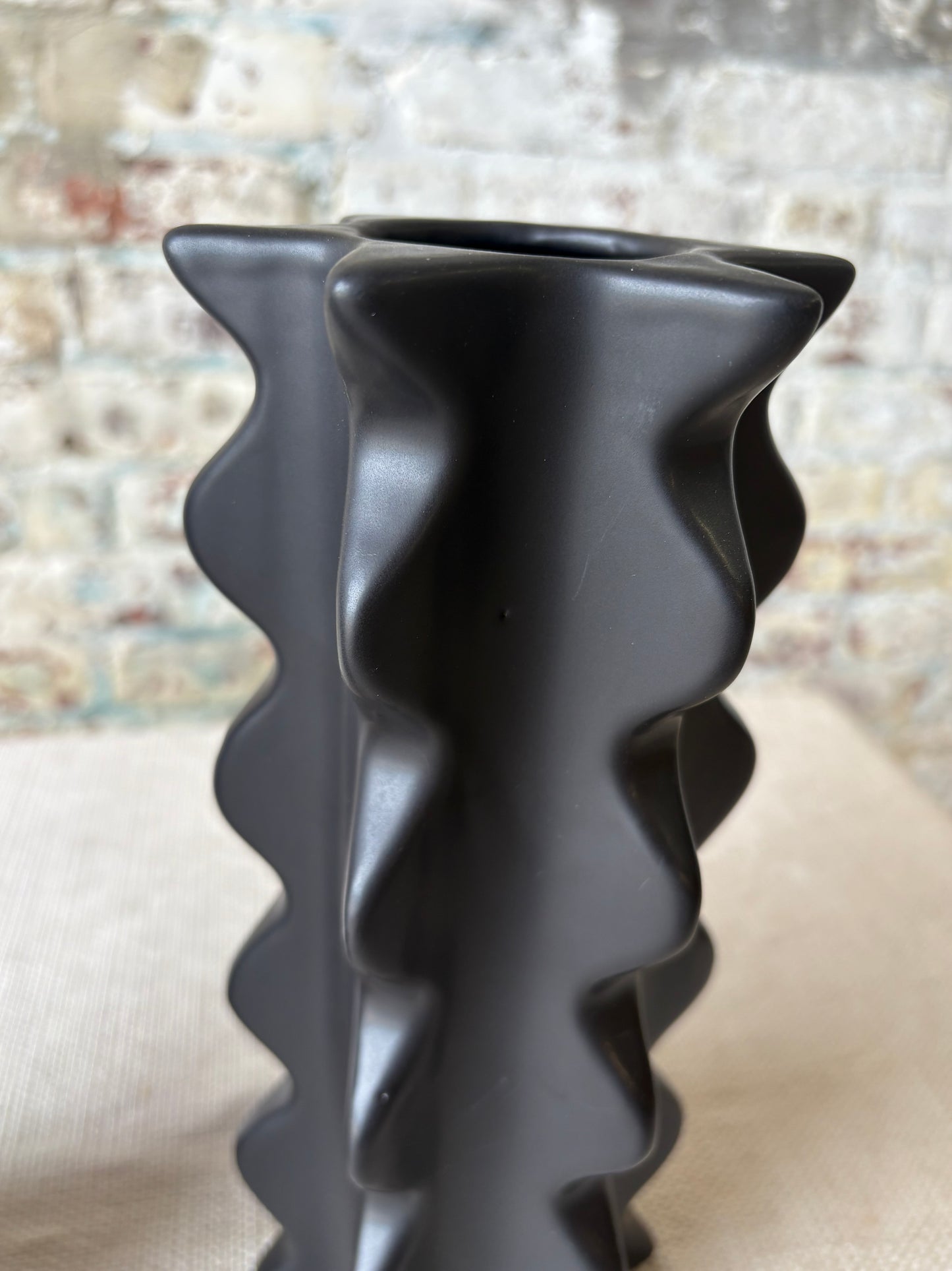 Set of 2 Sculptural Matte Black Bud Vases