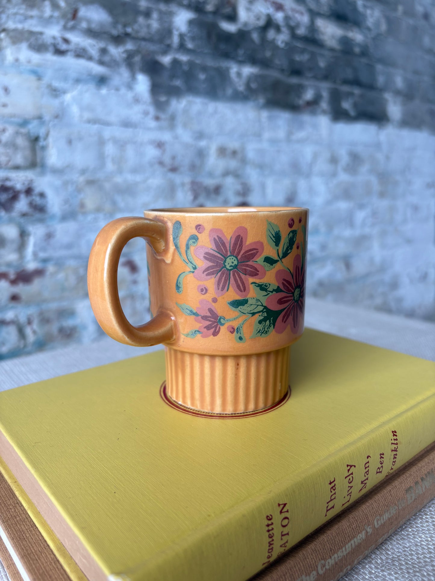 Vintage Japanese Floral Pedestal Cappuccino Cup