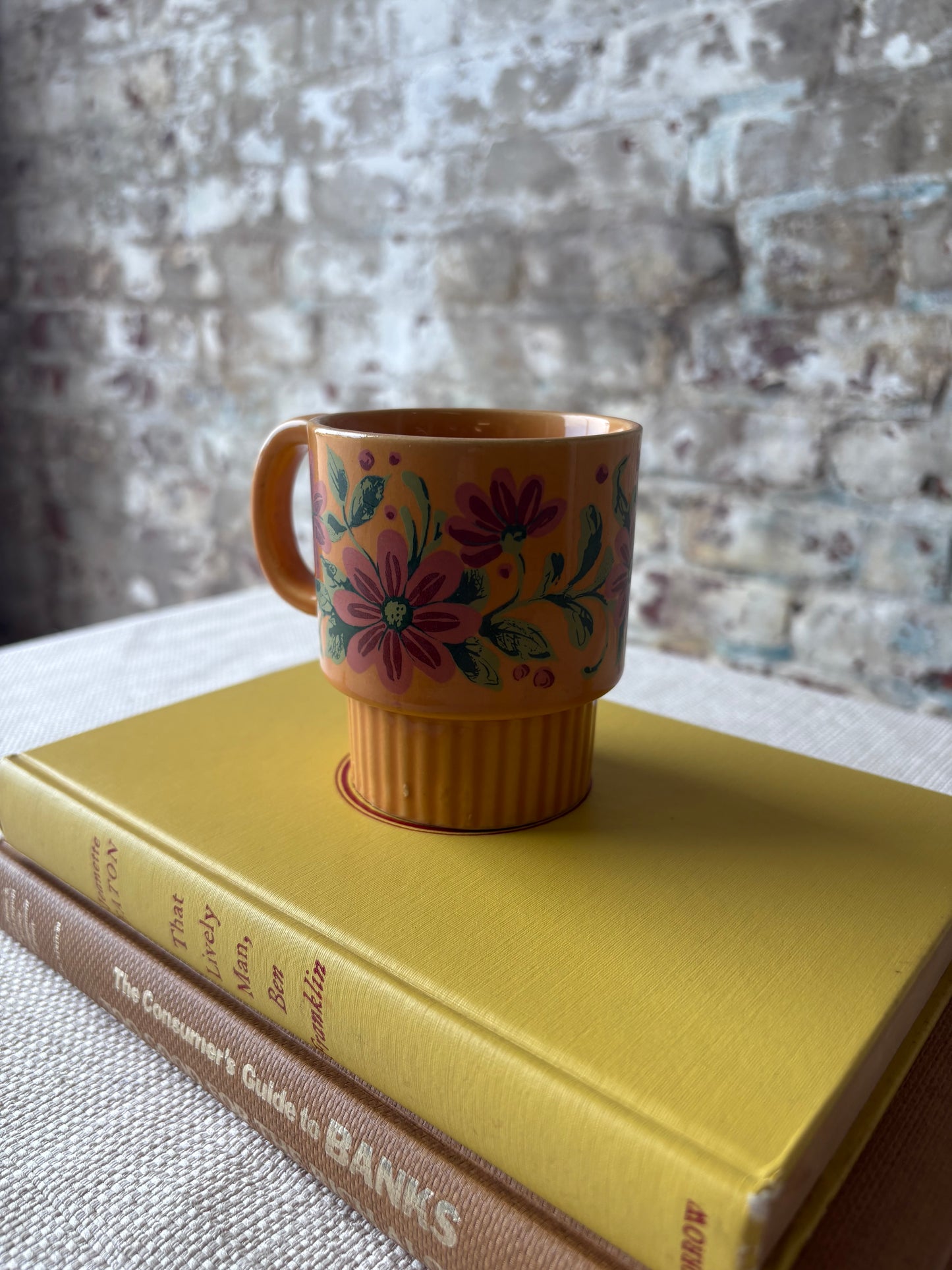 Vintage Japanese Floral Pedestal Cappuccino Cup