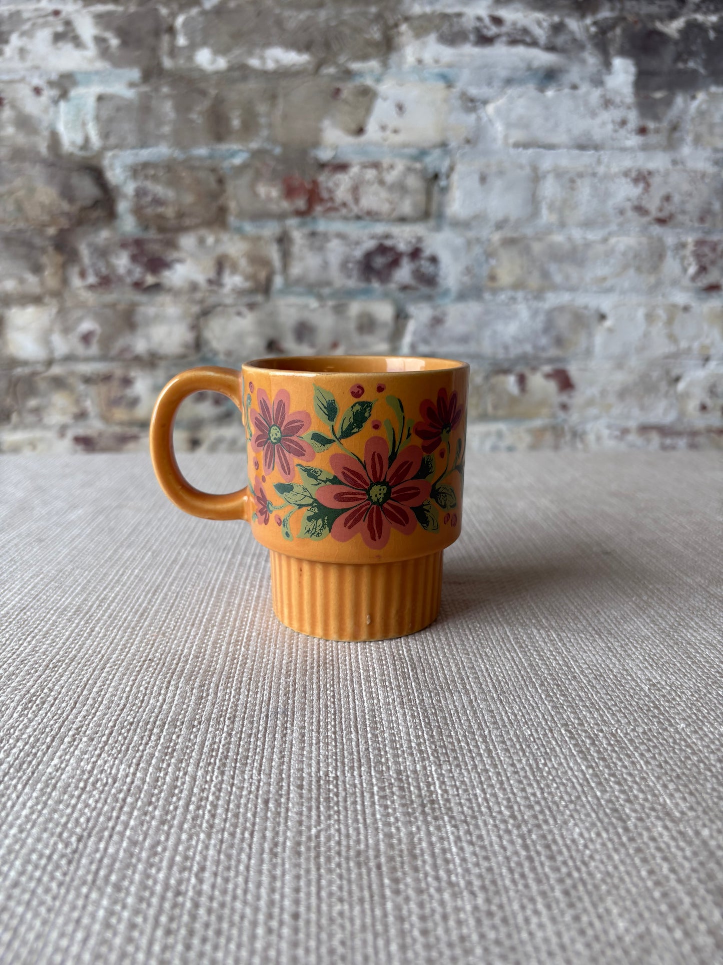 Vintage Japanese Floral Pedestal Cappuccino Cup
